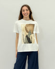 T-shirt con disegno gatto