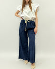 Pantaloni in cotone con cintura