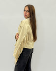 Giacca effetto suede con frange