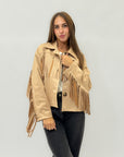 Giacca effetto suede con frange