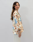 Camicia floreale con strass