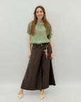 Pantaloni wide leg con charm