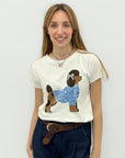 T-Shirt Donna in Cotone con Stampa Barboncino