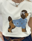 T-Shirt Donna in Cotone con Stampa Barboncino