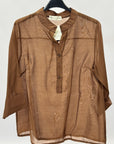 Blusa Leggera con Scollo a V e Bottoni