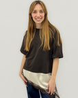T-shirt In cotone con Inserto in Pizzo