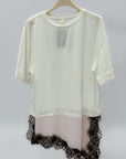 T-shirt In cotone con Inserto in Pizzo