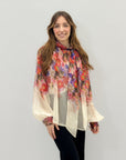 Camicia con colletto stampa floreale effetto seta