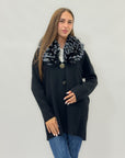 Cardigan lungo con collo in ecopelliccia
