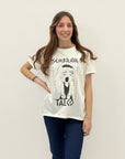 T-shirt con scritta e disegno