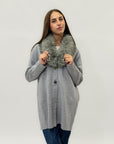 Cardigan lungo con collo in ecopelliccia