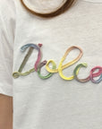 T-shirt con scritta "Dolcezza"
