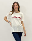 T-shirt con scritta "Dolcezza"