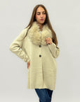 Cardigan lungo con collo in ecopelliccia