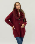 Cardigan lungo con collo in ecopelliccia