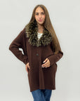 Cardigan lungo con collo in ecopelliccia
