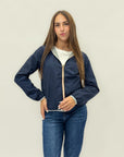 Giacca donna reversibile con zip a contrasto