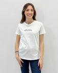 T-shirt in cotone con scritta "volevo una maglia semplice"