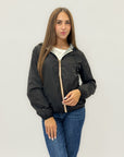 Giacca donna reversibile con zip a contrasto