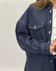 Giacca camicia in denim blu scuro