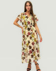 Abito Midi in Cotone con Stampa Floreale e Cintura