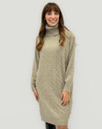 Vestito in Maglia Treccia a Collo Alto – Morbido e Caldo