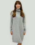 Vestito in Maglia Treccia a Collo Alto – Morbido e Caldo