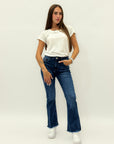 Pantaloni jeans flare elasticizzati