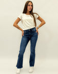 Pantaloni jeans flare elasticizzati