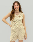 Completo Traforato in Cotone Top e Shorts
