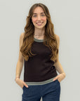 Top Donna Smanicato con Dettaglio a Contrasto
