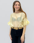 Blusa Donna Leggera con Maniche a Balza