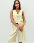 Completo Donna Gilet con Bottoni e Pantaloncini