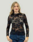 Blusa in tulle ricamato con paillettes