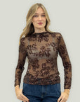 Blusa in tulle ricamato con paillettes