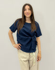Maglia in denim con dettaglio fiocco