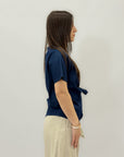 Maglia in denim con dettaglio fiocco