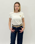 T-shirt petite con stampa ricamata