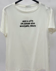 T-shirt in cotone con scritta "Vado a letto"