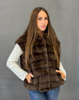 Giacca gilet ecopelliccia - Coffee brown