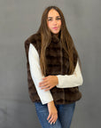 Giacca gilet ecopelliccia - Coffee brown