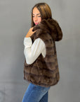 Giacca gilet ecopelliccia - Coffee brown