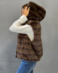 Giacca gilet ecopelliccia - Coffee brown