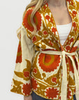 Giacca Kimono Ricamata con Cintura