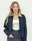 Giacca Denim Colletto a Contrasto