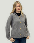 Cardigan giacca con cappuccio e bottoni