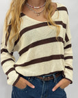 Maglia donna a righe con maniche tre quarti