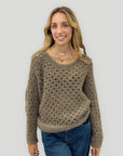 Maglione traforato Made in Italy con scollo a V