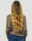 Maglione traforato Made in Italy con scollo a V