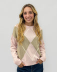 Maglione donna fantasia rombi con cashmere